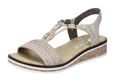 Rieker Sandale mit Flechtung und Metallschmuck 